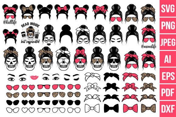 Messy Bun SVG Bundle: Mom Graphics & Illustrations