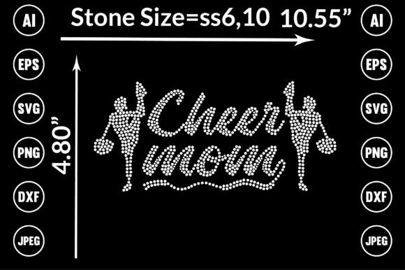 Mom Cheer Rhinestone Design: Graphics for T-Shirt Designs