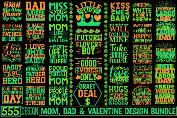 MOM, Dad Valentine Bundle: Graphics for T-Shirt Designs